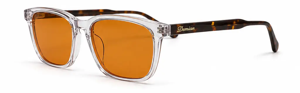 Lentes de biohacking Ritmia Day, modelo Cuadrado color transparente, vista lateral