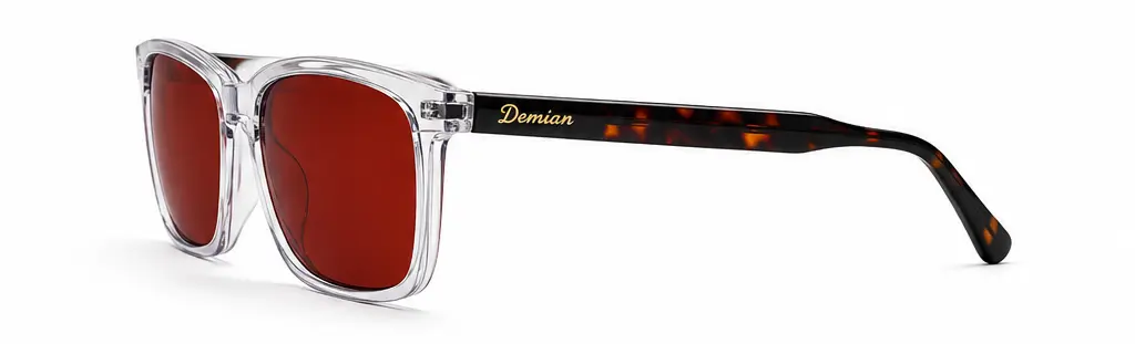 Lentes de biohacking Ritmia Night, modelo Cuadrado color Transparente, vista lateral