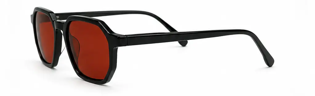 Lentes de biohacking Ritmia Night, modelo Hexagonal color Negro, vista lateral