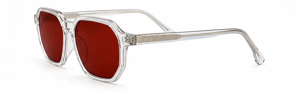 Lentes de biohacking Ritmia Night, modelo Hexagonal color Transparente, vista lateral